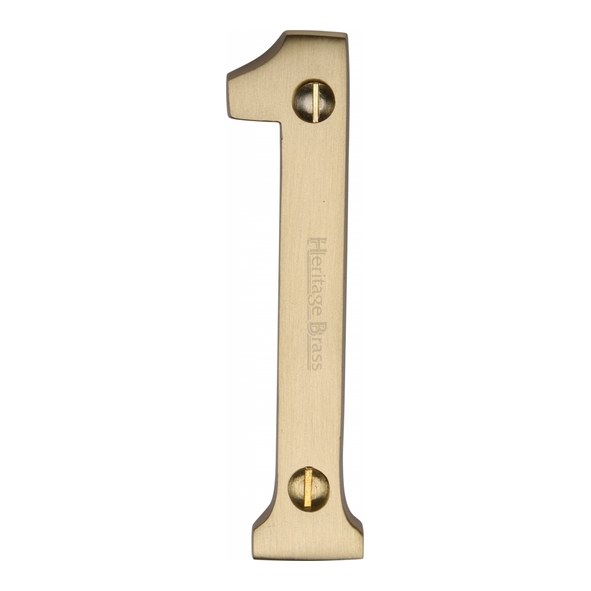 C1561 1-SB • 76mm • Satin Brass • Heritage Brass Face Fixing Numeral 1